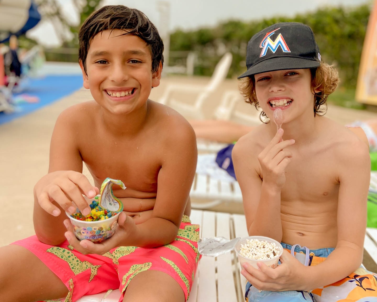 Kids eating Mini Melts ice cream at Canyon Springs Waterparks