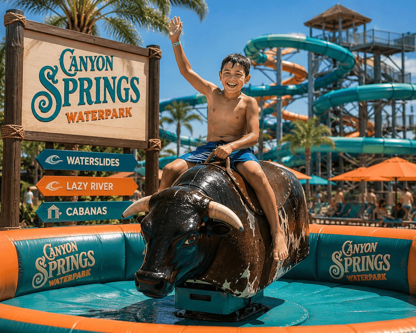 Sav-bull Kids playing with foam at Canyon Springs Waterpark in Hudson Oaks, TX