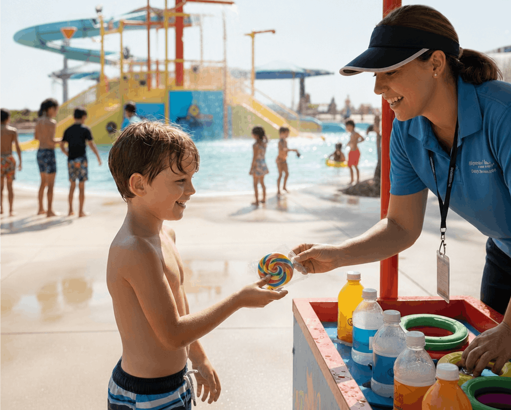 Kids playing with foam at Canyon Springs Waterpark in Hudson Oaks, TX