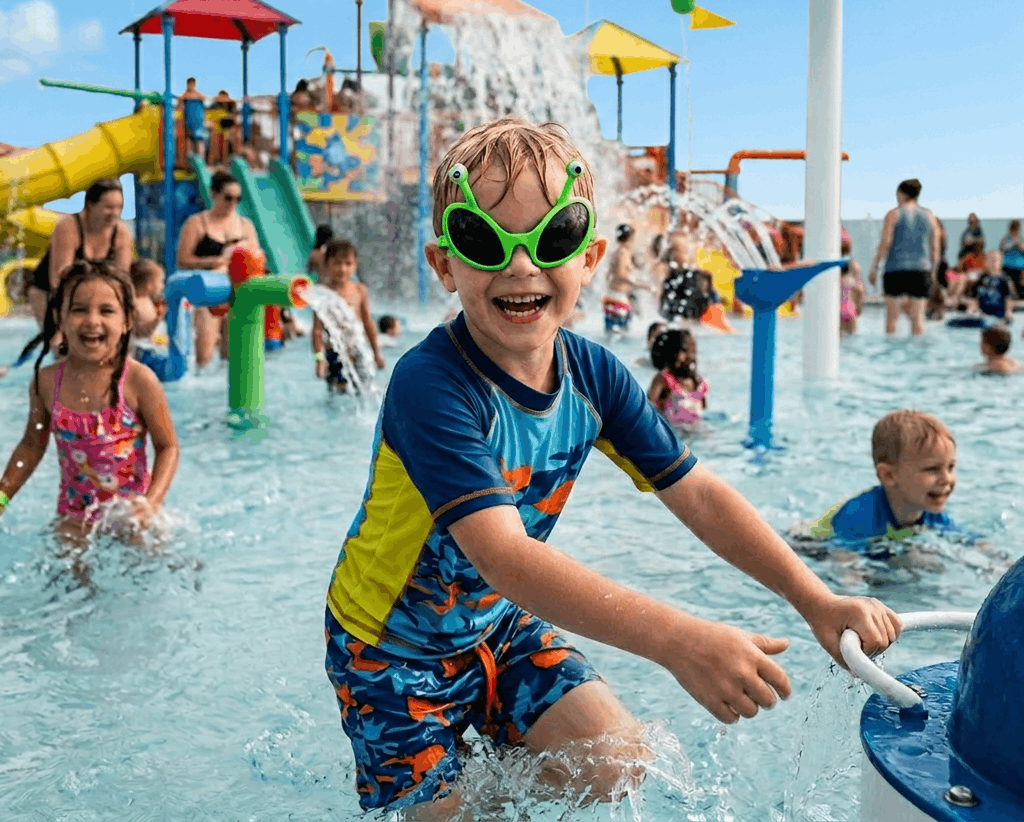Kids playing with foam at Canyon Springs Waterpark in Hudson Oaks, TX